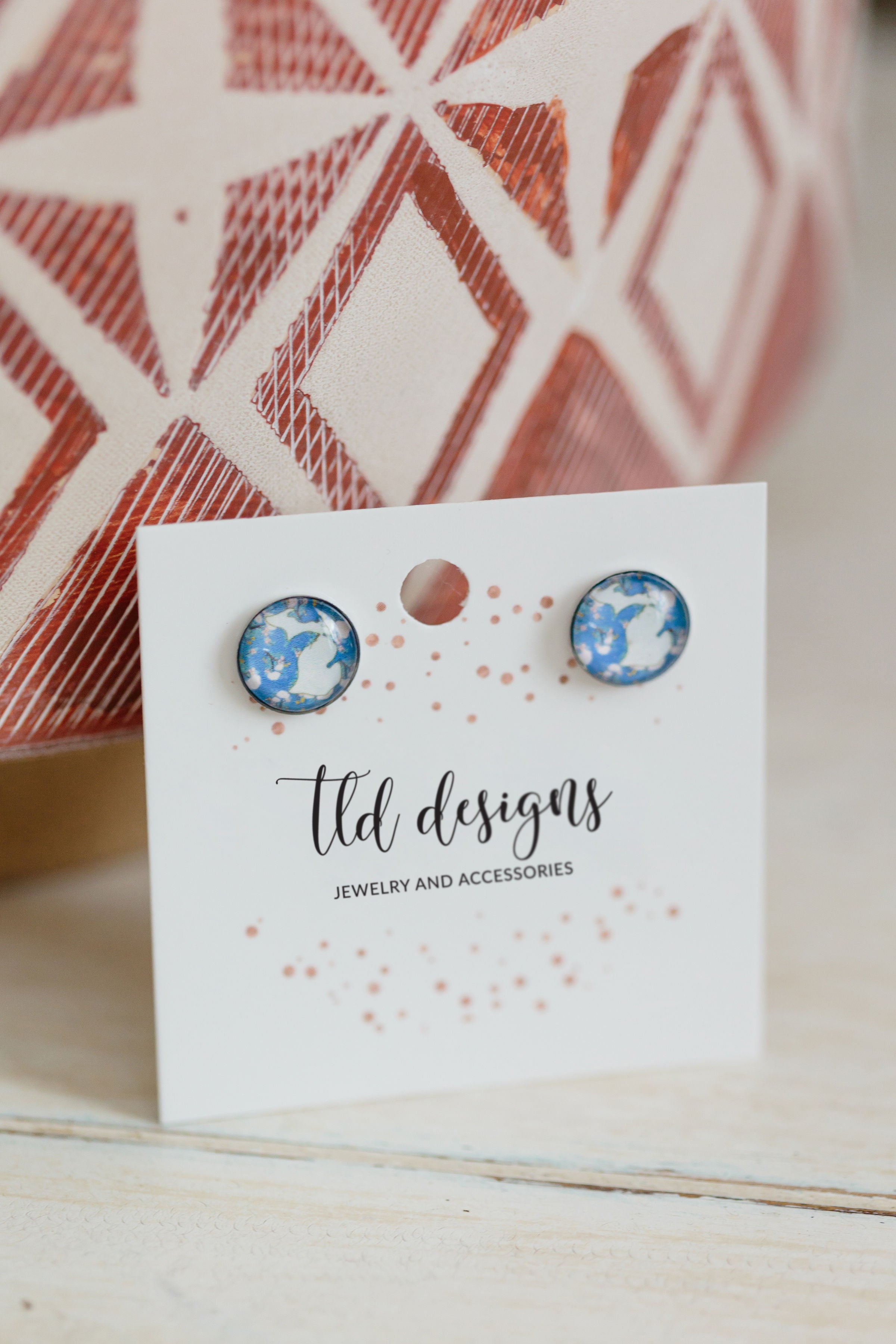 Michigan Blue Floral Stud
