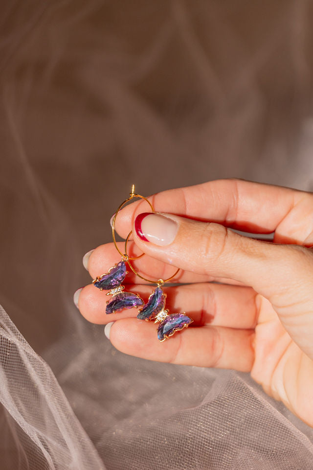 Purple AB Stone Butterfly