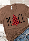 Plaid Christmas Tree Peace Tee XMS0001BRWN