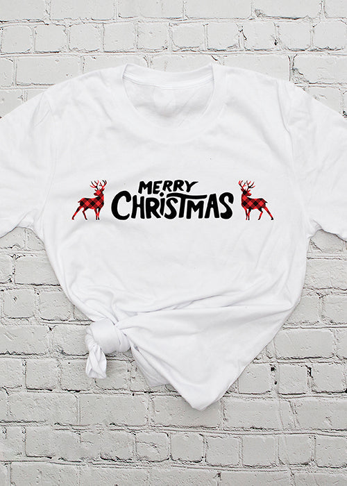 Merry Christmas Deer Tee XMS0002WHT