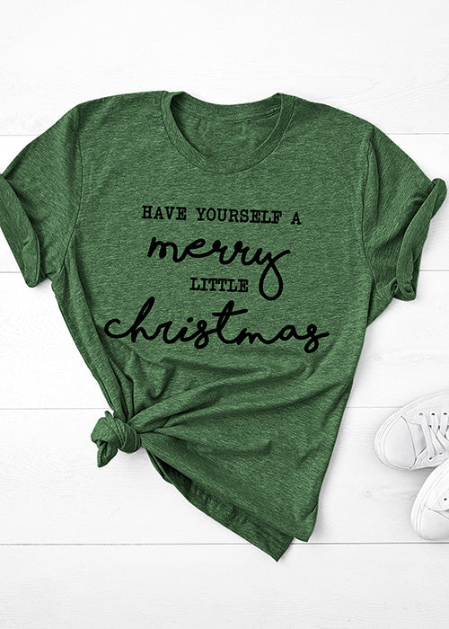 Merry little Christmas Tee XMS0018GRN