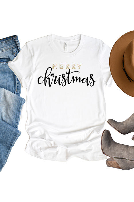 Gold Merry Christmas Tee XMS0055