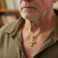 "Tranquility Cross" Cremation Pendant 5 stones, Overall size 28x22.3mm