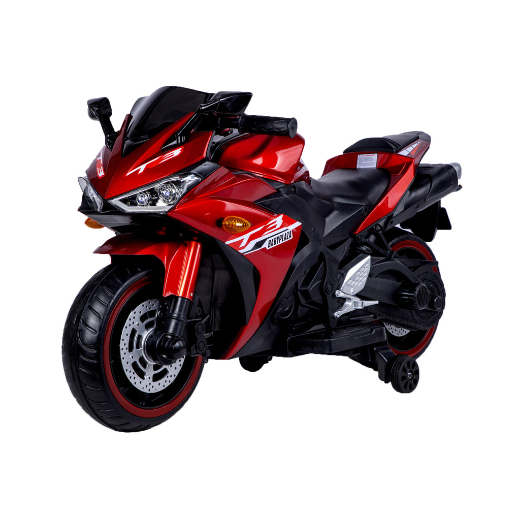 Kids 12V Motorcycle with Training Wheels, Manual Throttle, and Lighting Wheels for Boys and Girls Ages 3-6