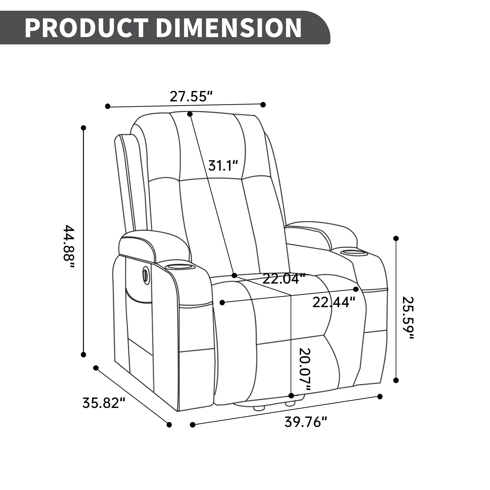 Brown PU Infinite Position Up to 350 LBS Power Lift Recliner Chair for Elderly, Heavy Duty Motion Mechanism with 8-Point Vibration Massage and Lumbar Heating, USB Charging Port, Cup Holders