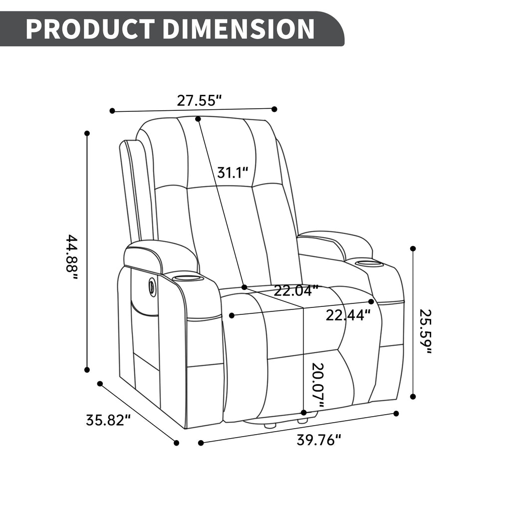 Beige PU Infinite Position Up to 350 LBS Power Lift Recliner Chair for Elderly, Heavy Duty Motion Mechanism with 8-Point Vibration Massage and Lumbar Heating, USB Charging Port, Cup Holders
