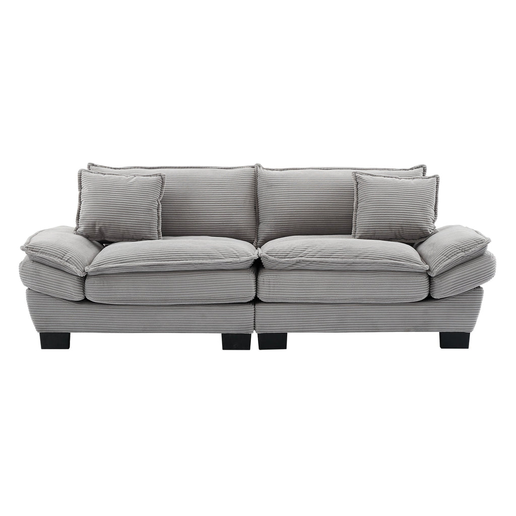 Corduroy Sofa Sleeper Couch Loveseat Sofa with Pillows Comfy Upholstered Deep Seat Sofa for Bedroom,Living Room,Apartment,Office,Dorm-Light Grey Corduroy