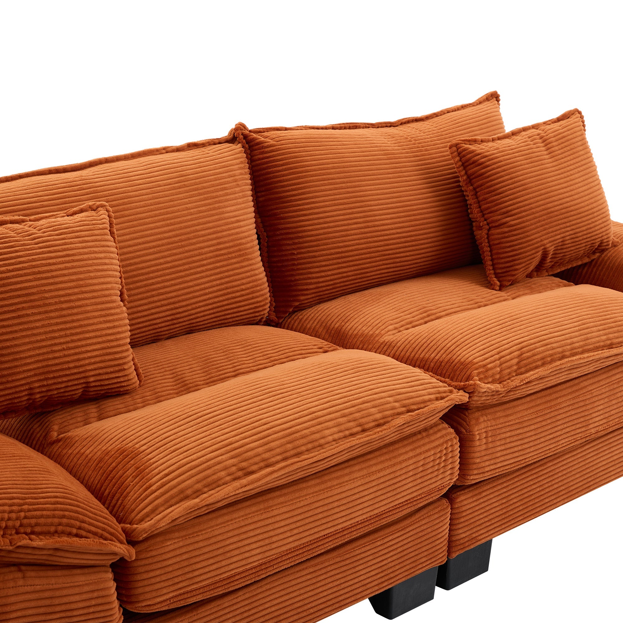 Corduroy Sofa Sleeper Couch Loveseat Sofa with Pillows Comfy Upholstered Deep Seat Sofa for Bedroom,Living Room,Apartment,Office,Dorm-Orange Corduroy