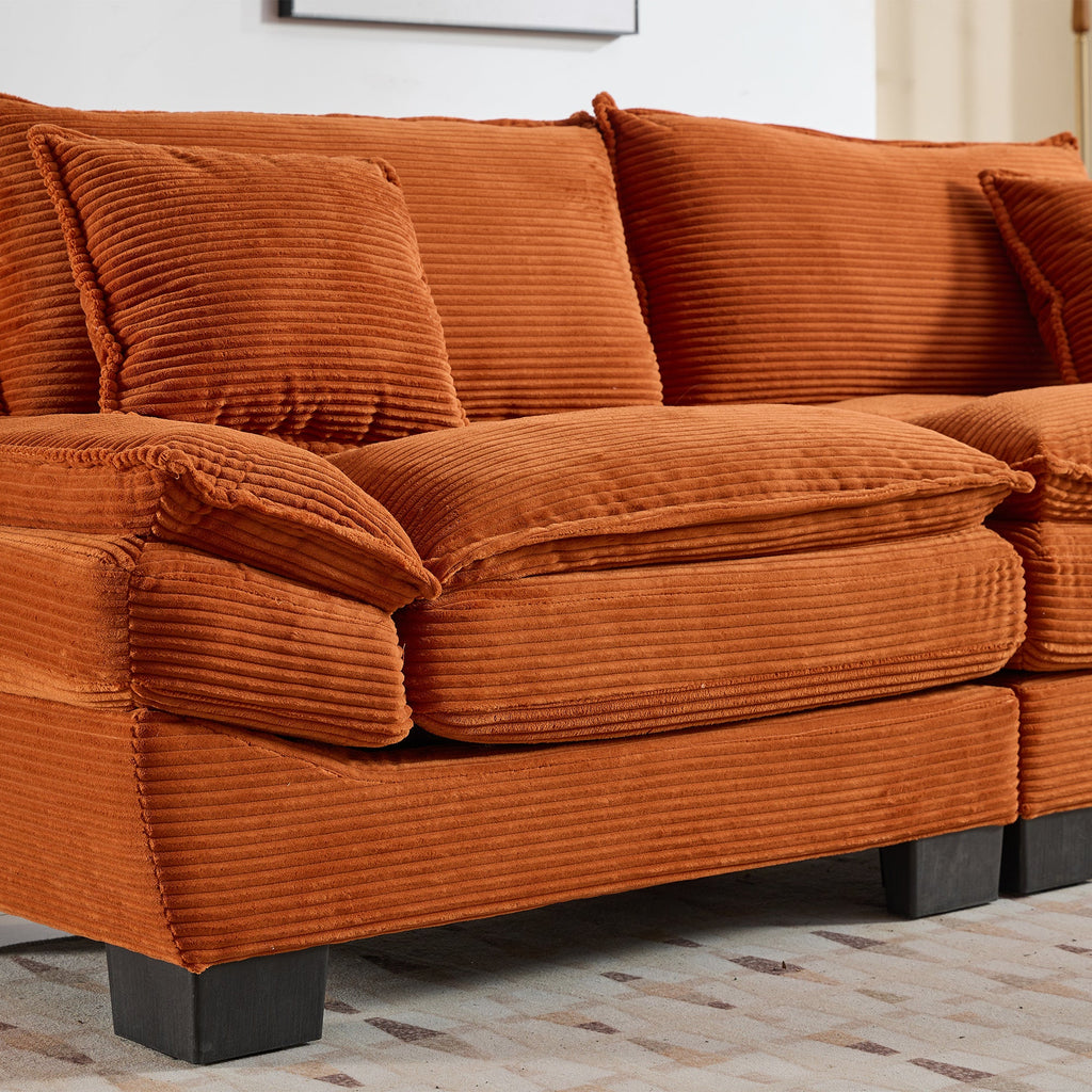 Corduroy Sofa Sleeper Couch Loveseat Sofa with Pillows Comfy Upholstered Deep Seat Sofa for Bedroom,Living Room,Apartment,Office,Dorm-Orange Corduroy
