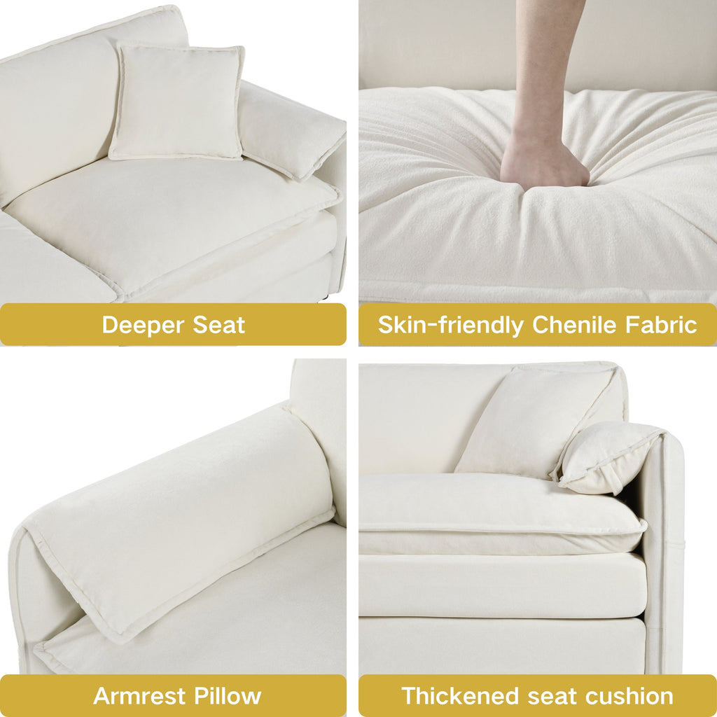 Modular Sectional Sofa, Oversized Deep Seat U Shaped Couch Set for Living Room, 3-Seater Comfy Cloud Couches with 2 Movable Ottomans, DIY Combination, Chenille,Beige