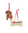 I love My Red Dachshund With Dog Bone Ornaments