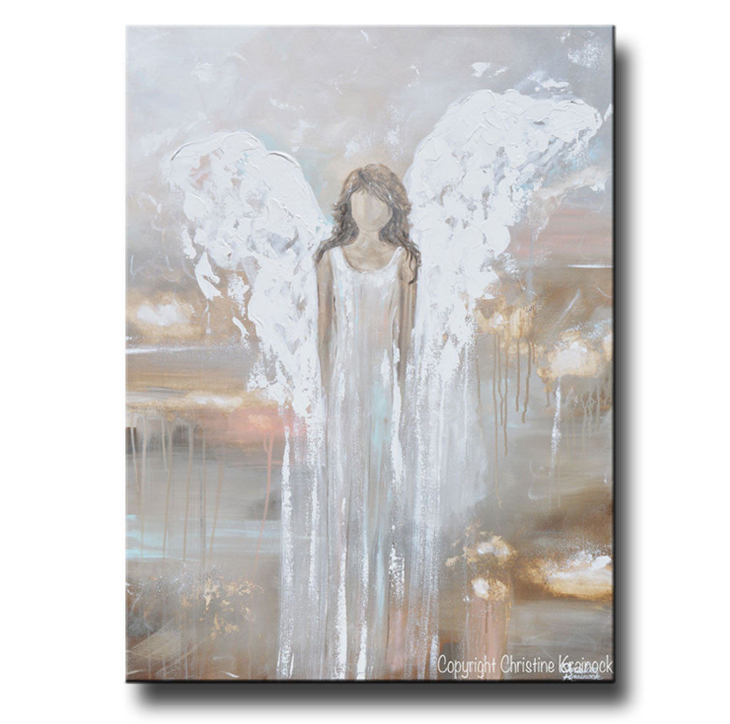 "Delicate Strength" GICLEE PRINT Abstract Angel Painting Fine Art Female Guardian Angel Home Canvas Wall Art