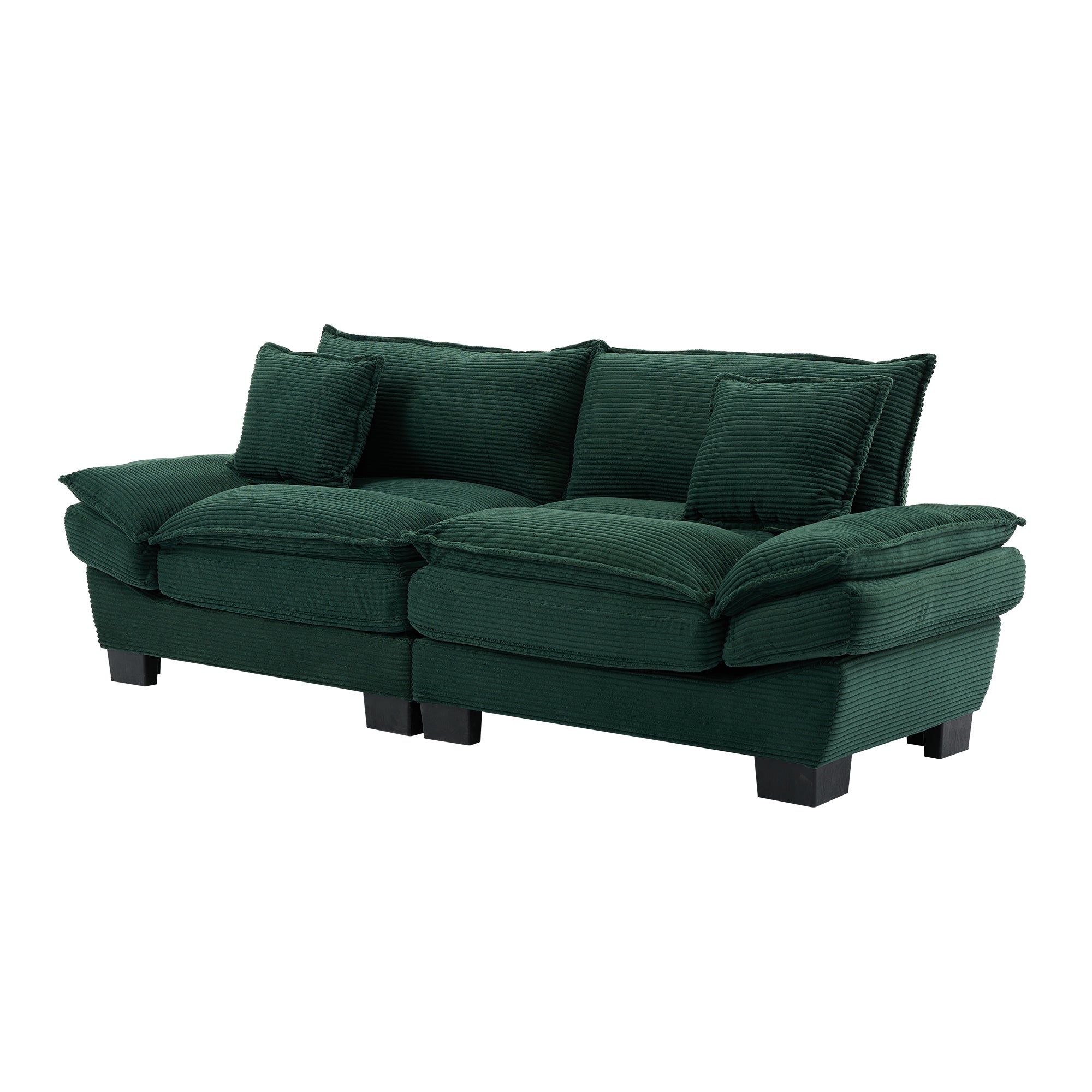 Corduroy Sofa Sleeper Couch Loveseat Sofa with Pillows Comfy Upholstered Deep Seat Sofa for Bedroom,Living Room,Apartment,Office,Dorm-Green Corduroy