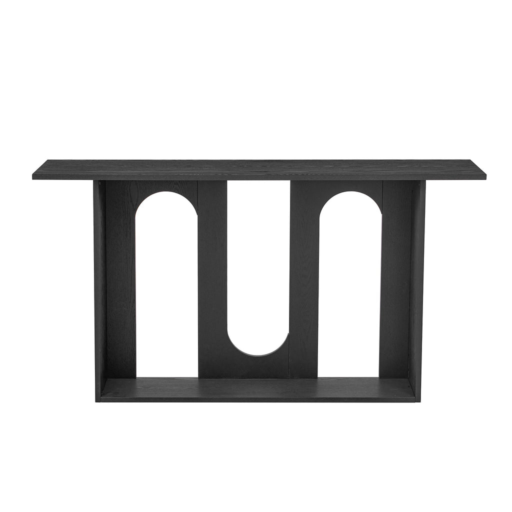 U_STYLE Modern and Curved Design Ash Veneer Console Table with Shelf,Suitable for Entryway,Hallway Living Room,Foyer,Corridor