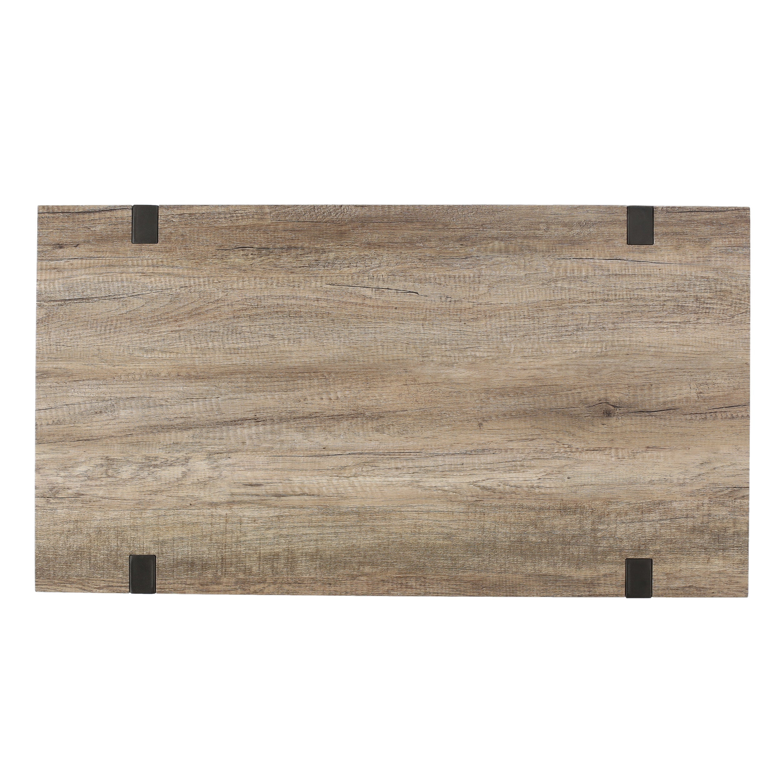 Abitha Faux Wood Coffee Table with Industrial Powder-Coated Metal Legs in Canyon Grey