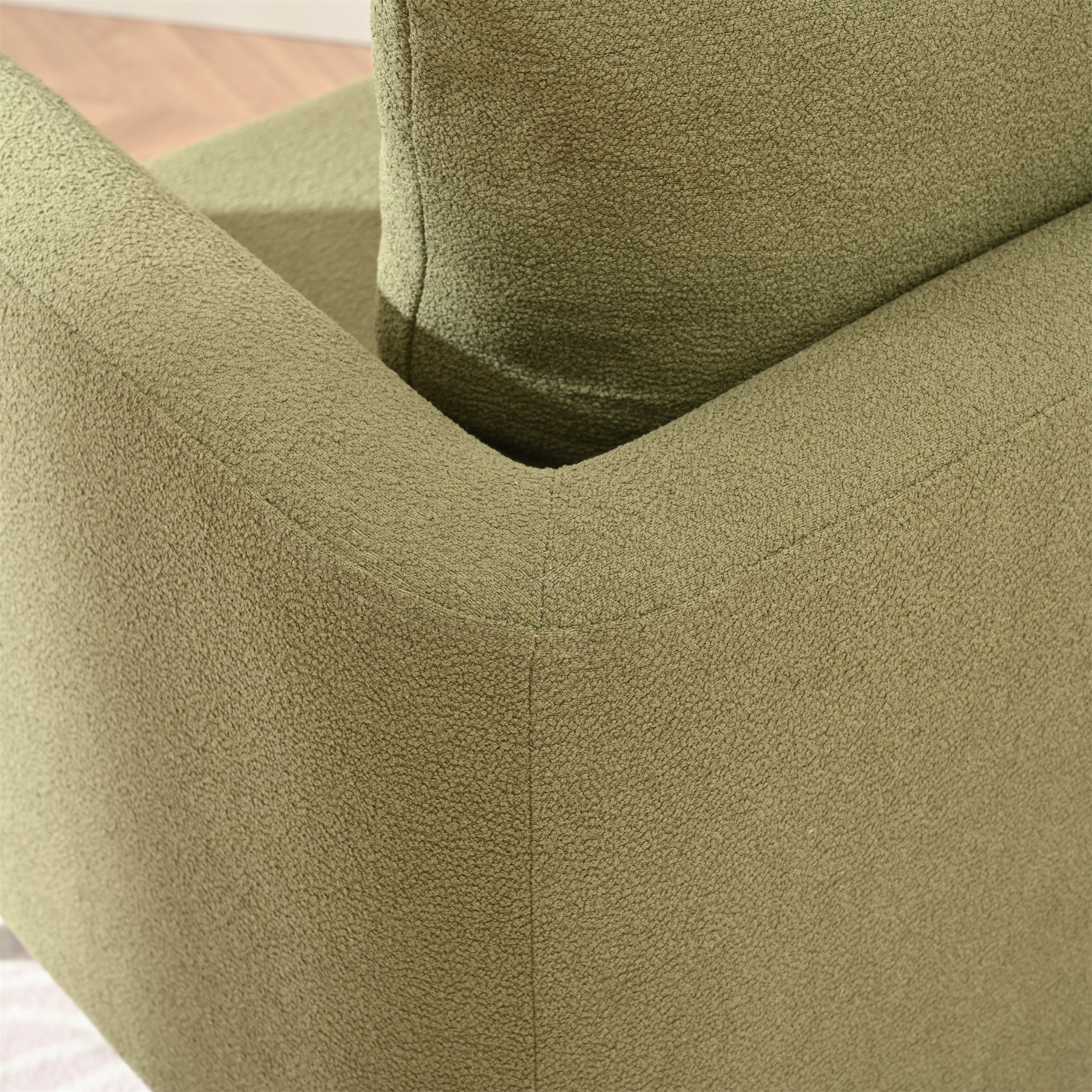 Modern Fabric Accent Chair, Upholstered Armchair for Living Room, Mid Century Fabric Lounge Chair w/Pillow, Comfortable Reading Chair with Wood Legs for Living Room, Bedroom, Reception Room (Olive)