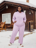 Plus Size Women's Pajamas Imitation Cotton Hooded Sweater Set