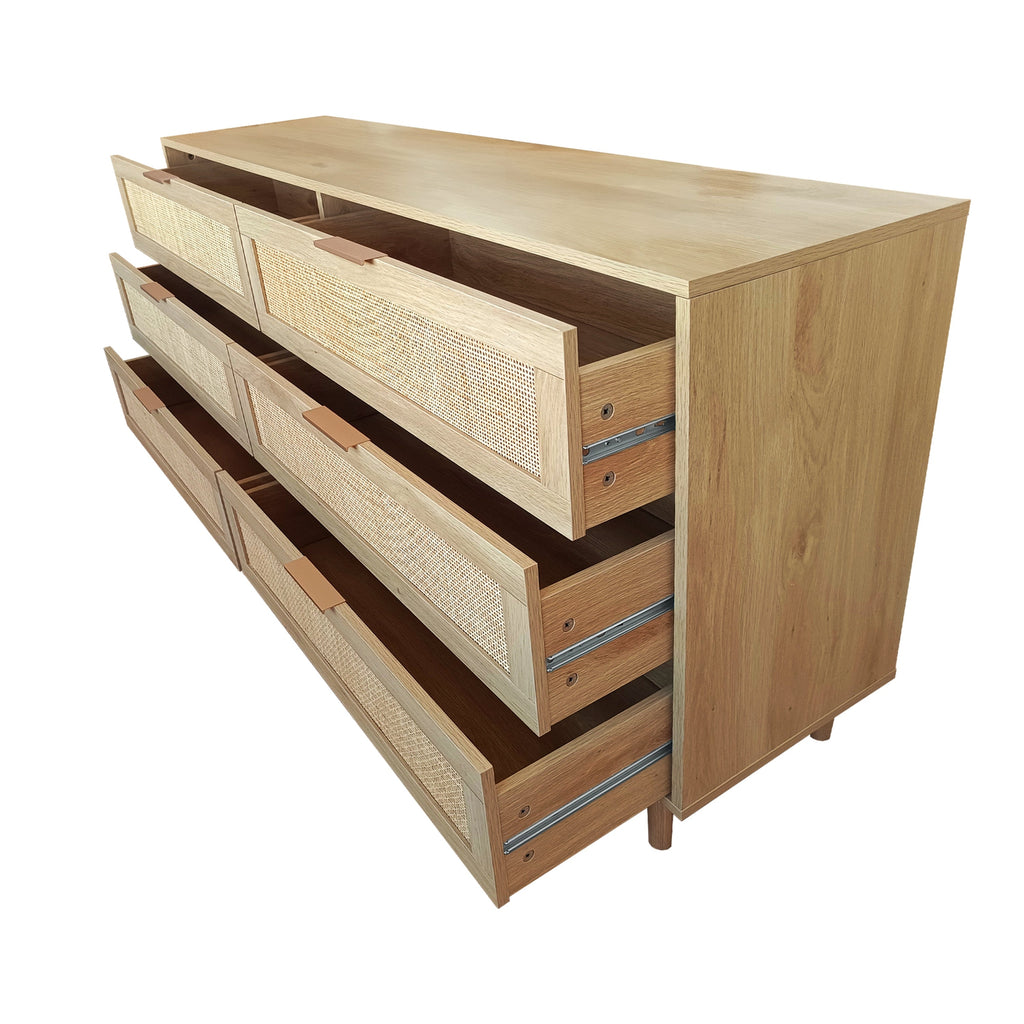 59.06'6-Drawers Rattan Storage Cabinet Rattan Drawer,for Bedroom,Living Room,Natural (Same SKU:W757121586)