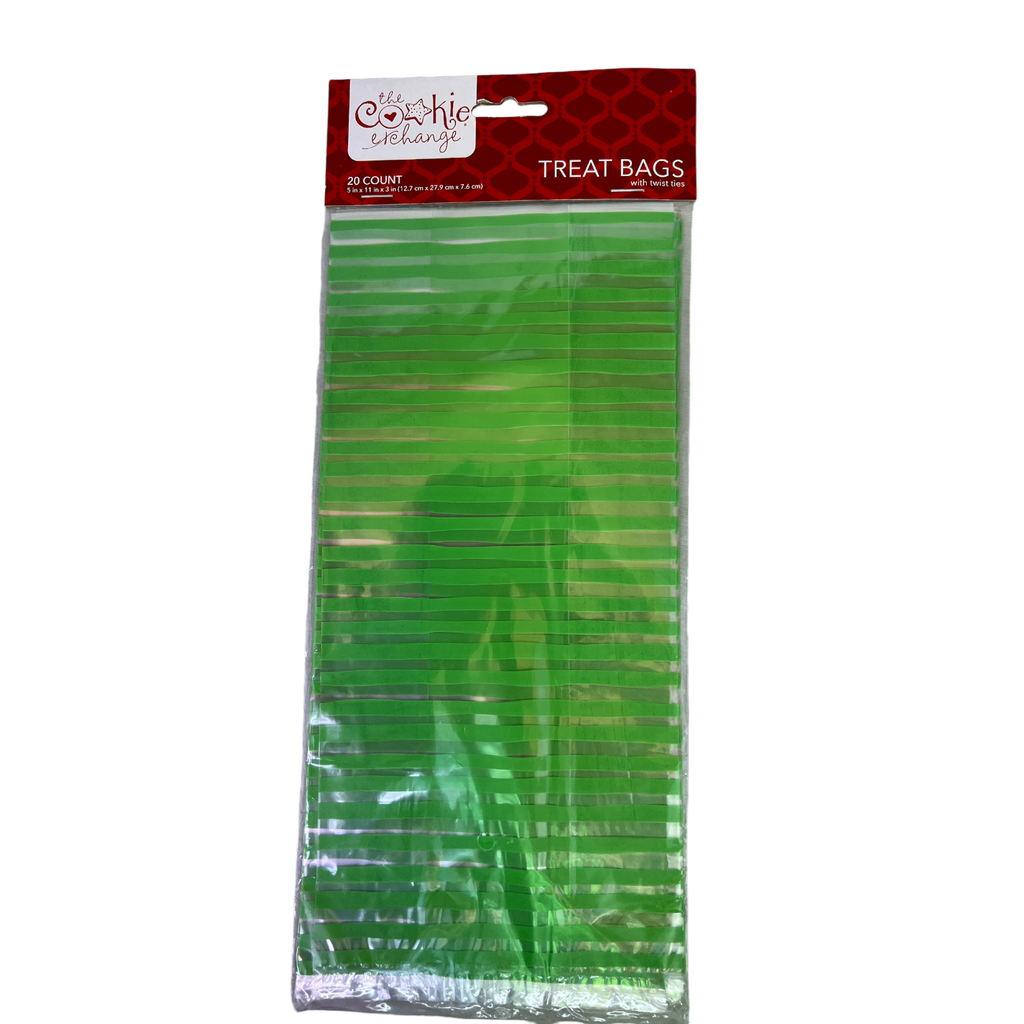 Cellophane Treat Bag 20 Count - Green Stripe
