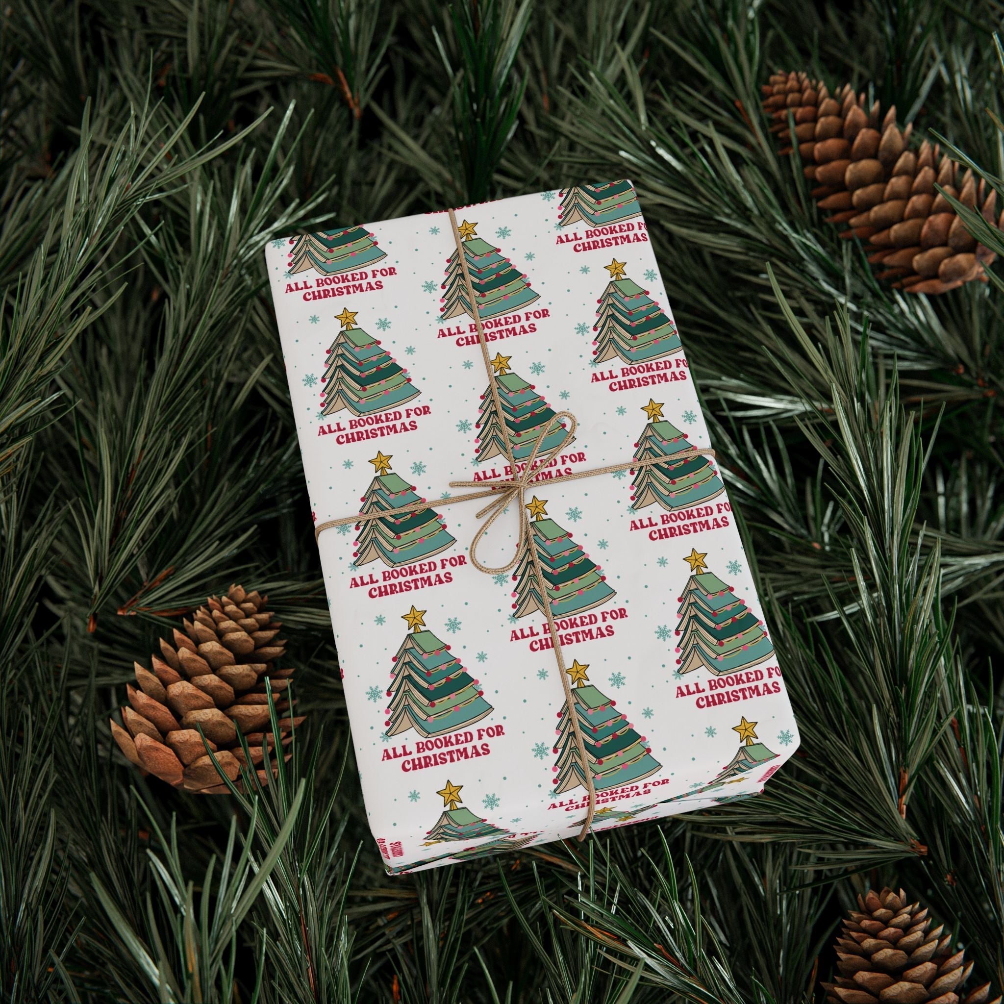 All Booked Up Christmas Matte Wrapping Paper Roll