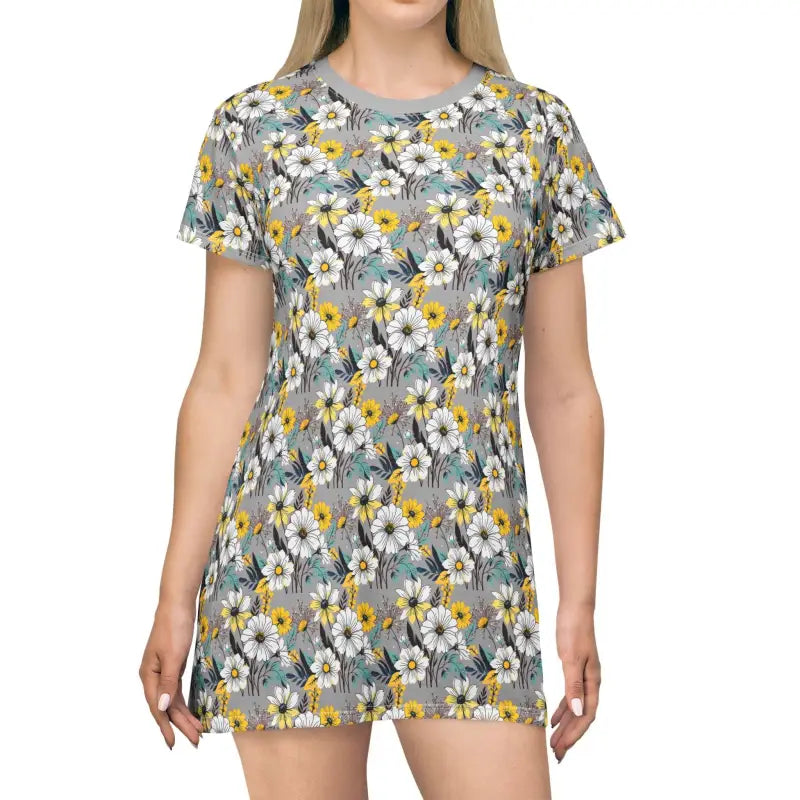 Ocean State Styles T Shirt Dress Floral Print Polyester
