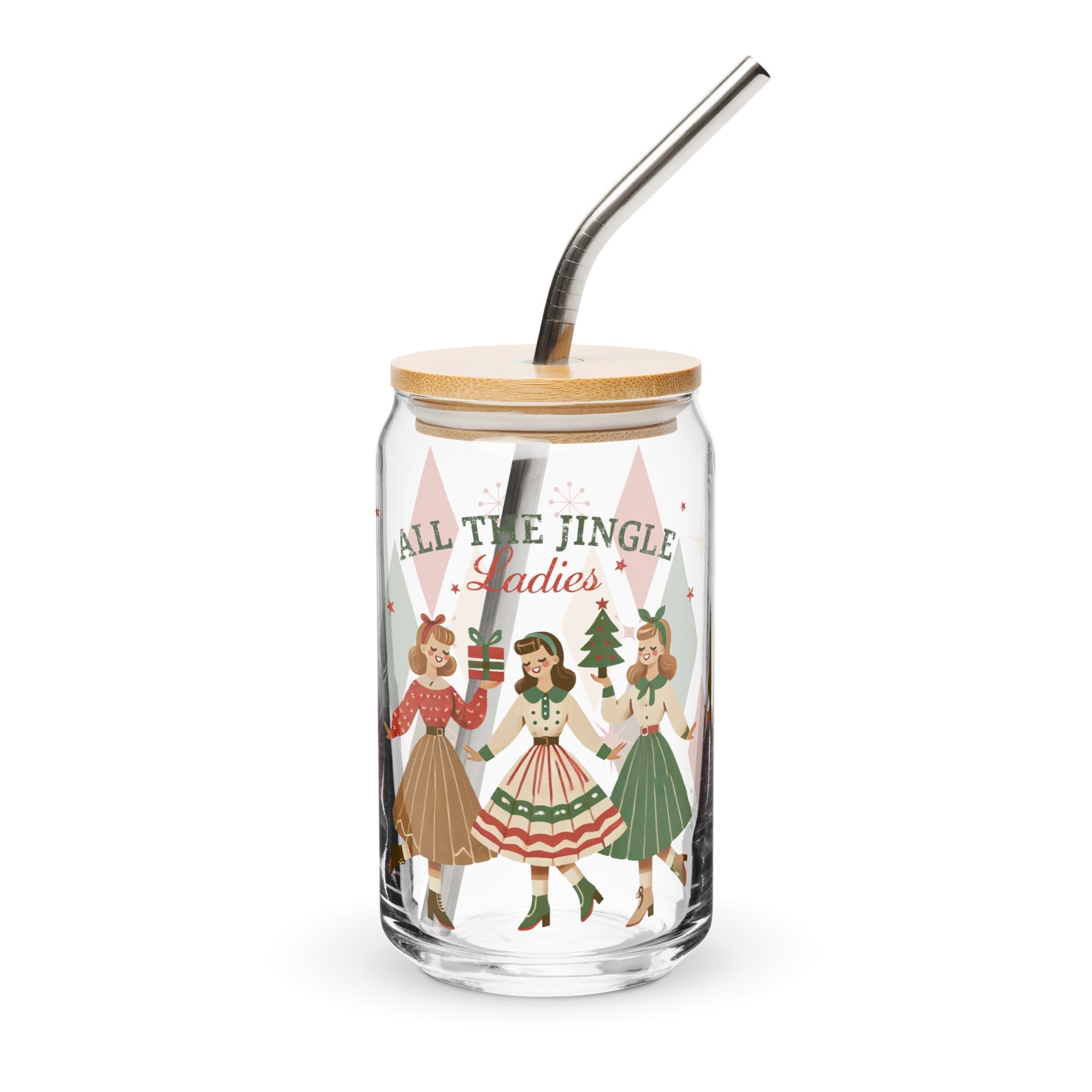 All The Jingle Ladies Retro 16 oz. Glass Cup