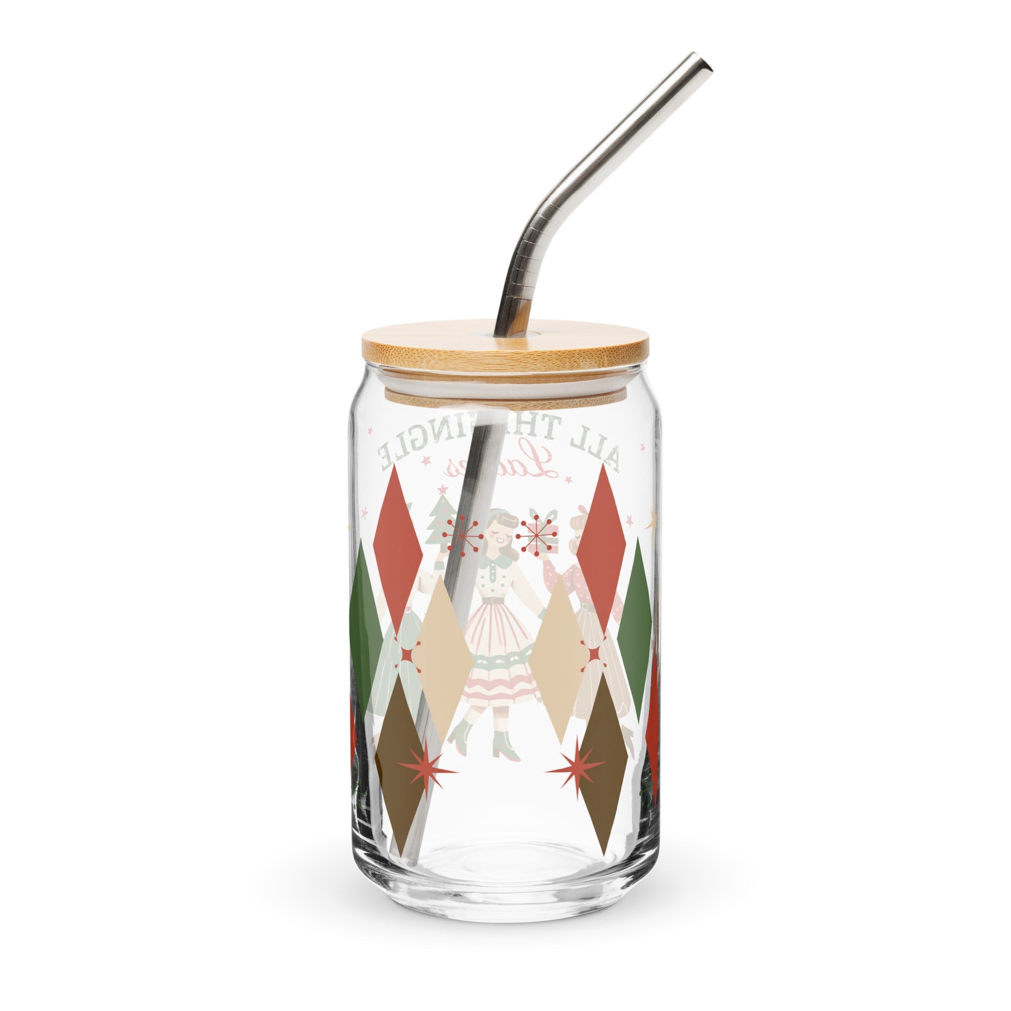 All The Jingle Ladies Retro 16 oz. Glass Cup