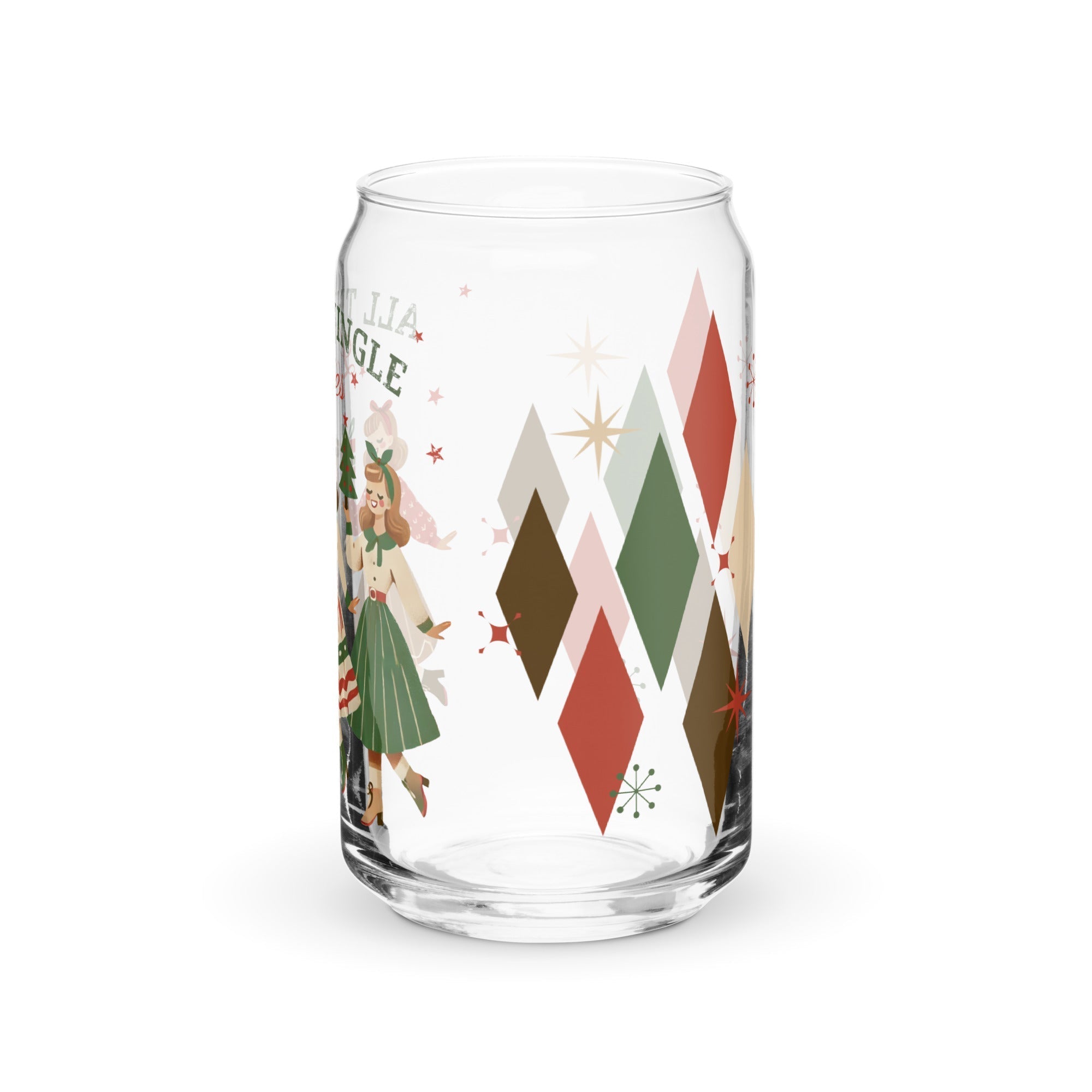 All The Jingle Ladies Retro 16 oz. Glass Cup