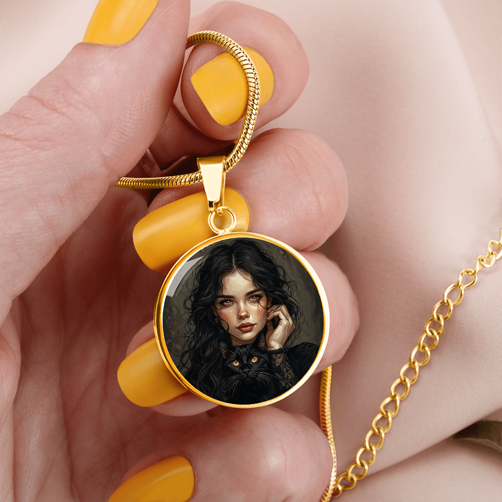 Amber Eyed Cat Lady Necklace for Cat Lovers