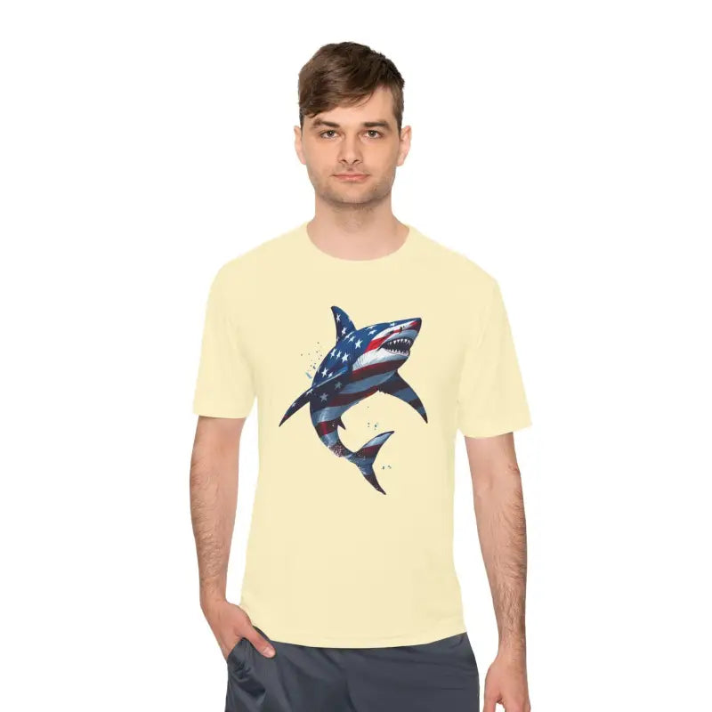 Ocean State Styles BlueWave T Shirt Wicking Flag Shark