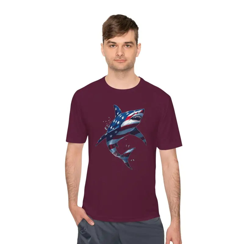 Ocean State Styles BlueWave T Shirt Wicking Flag Shark