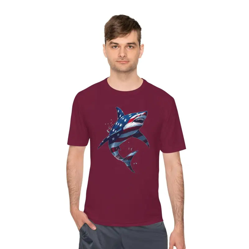 Ocean State Styles BlueWave T Shirt Wicking Flag Shark