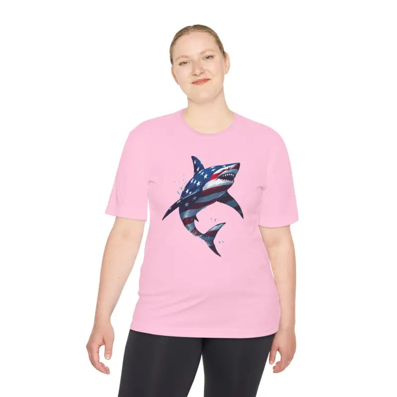 Ocean State Styles BlueWave T Shirt Wicking Flag Shark