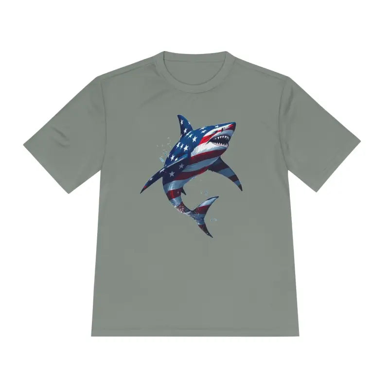 Ocean State Styles BlueWave T Shirt Wicking Flag Shark