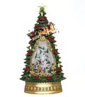 Holiday Village Tree and Church LED Swirl Water Globe