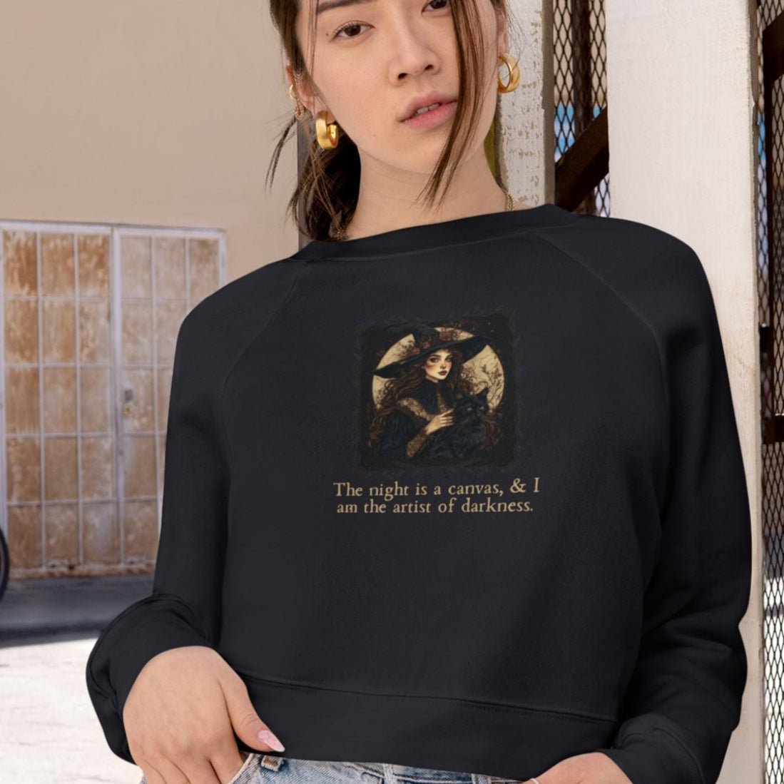 Artist of Darkness Women's Cropped Pullover - Stylish Fleece Sweatshirt