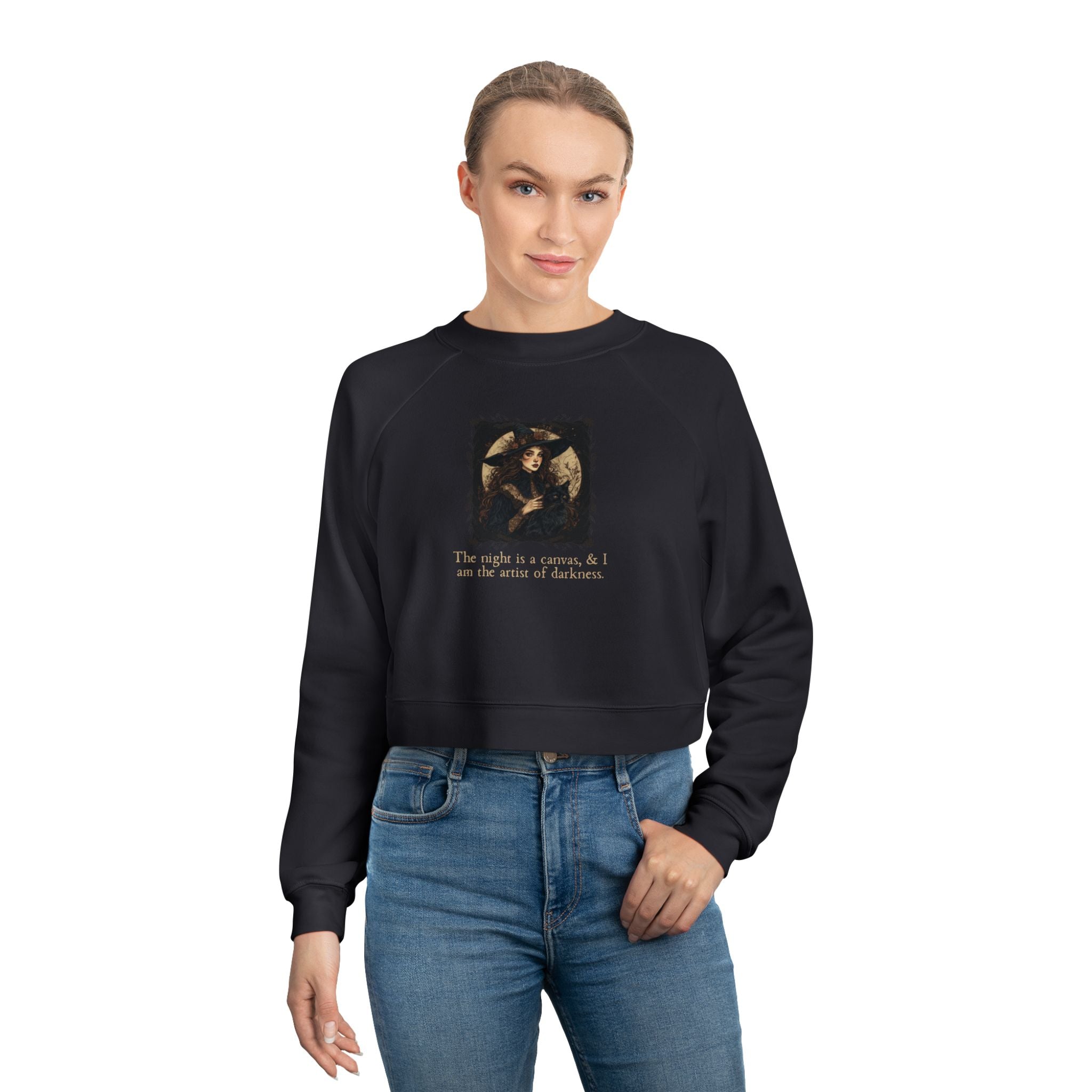 Artist of Darkness Women's Cropped Pullover - Stylish Fleece Sweatshirt