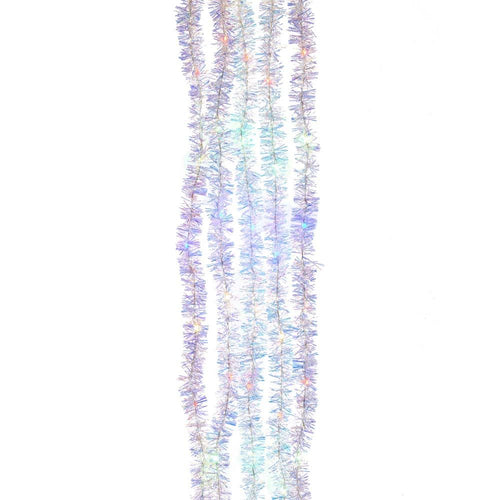 100-Light Silver Iridescent Tinsel Cascade Multi-Color Light Set