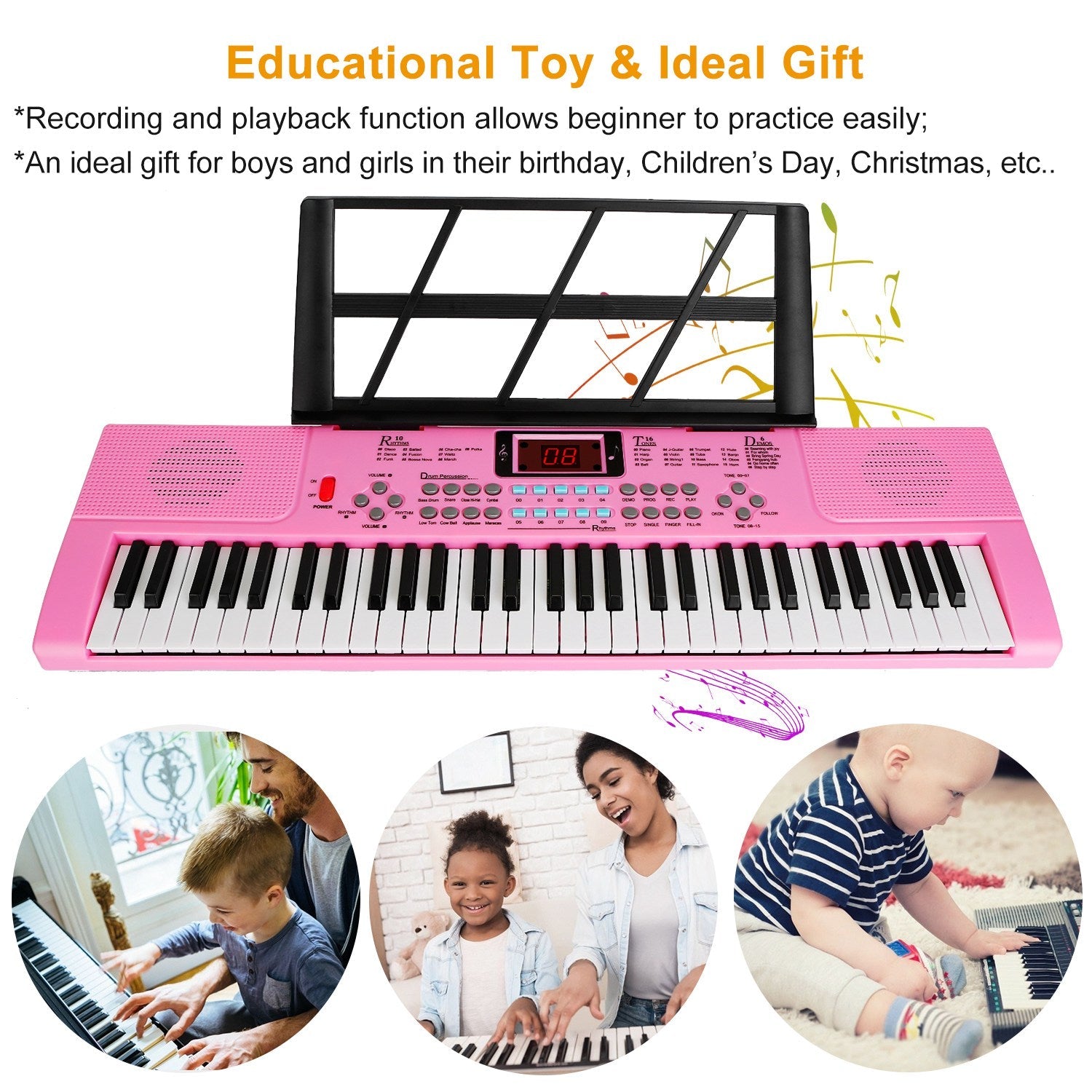 GBruno 61 Keys Digital Music Electronic Keyboard