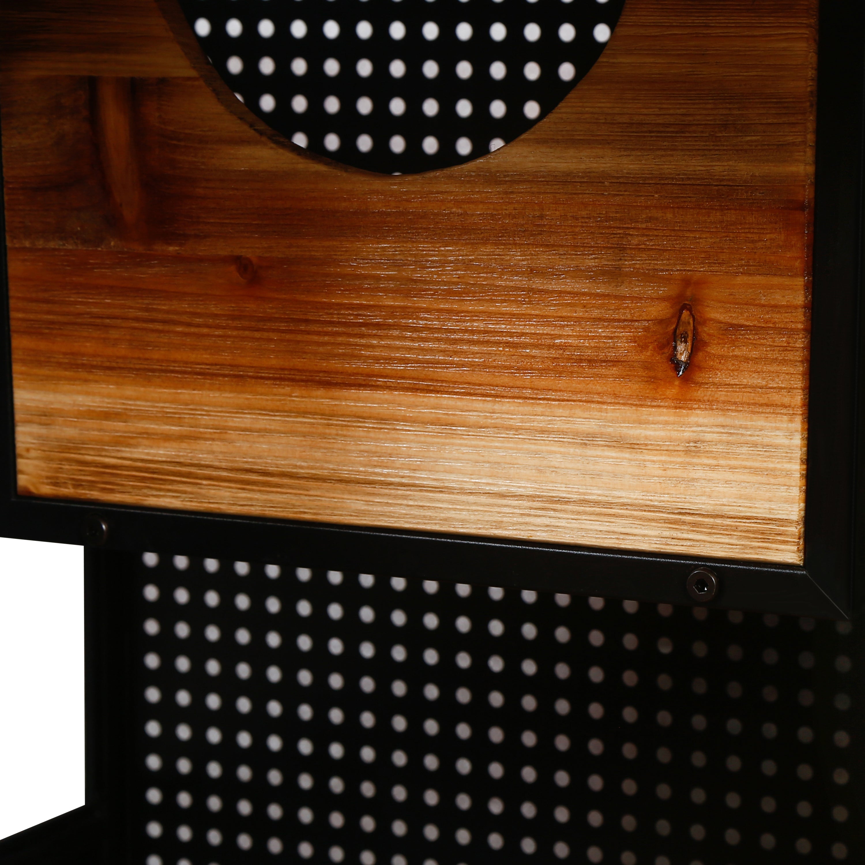 Modern Spacious Cat House with Tempered Glass and Iron Frame for Living Room, Black + Brown