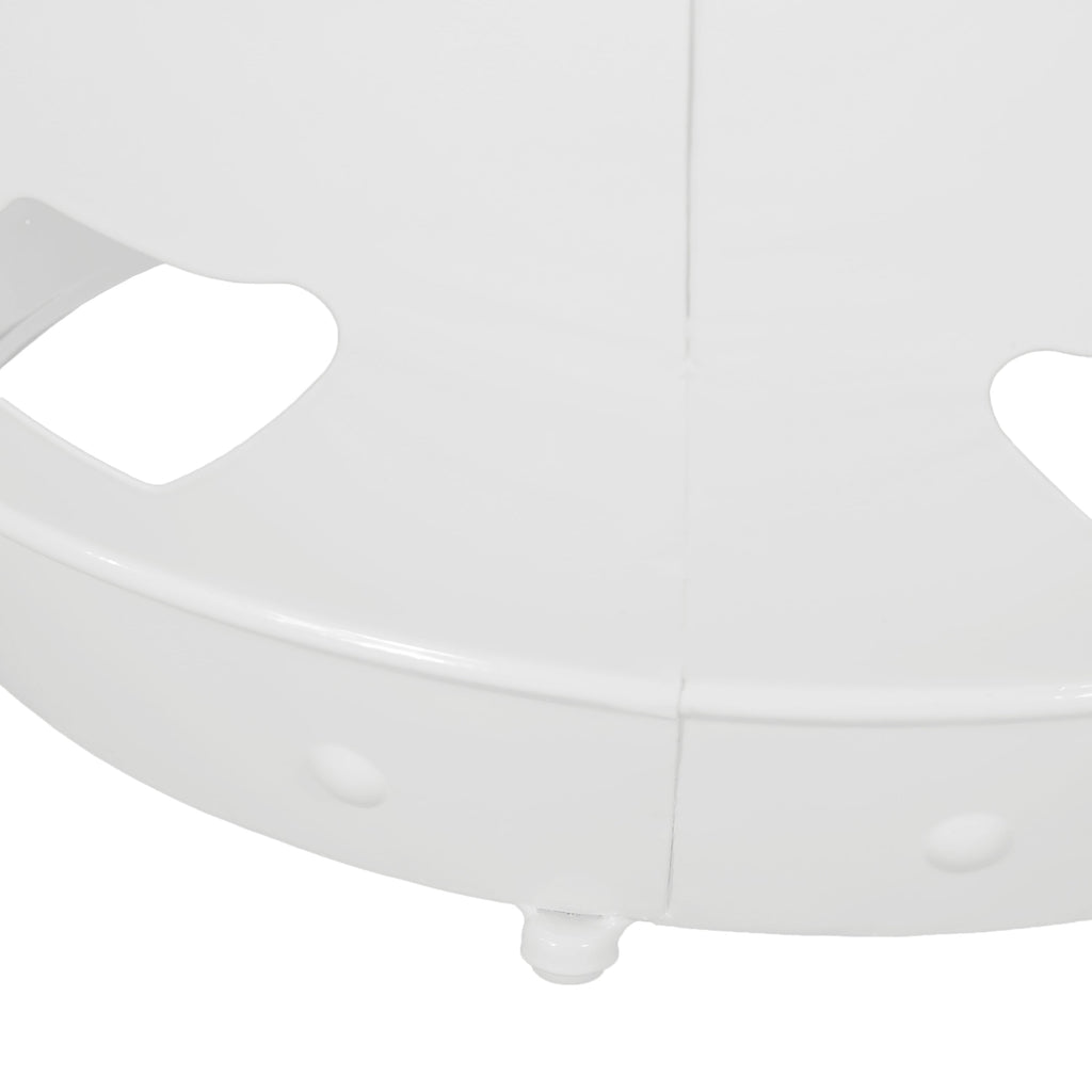 Modern White Metal End Table with Floral Iron Cut Design and Powder-Coated Frame