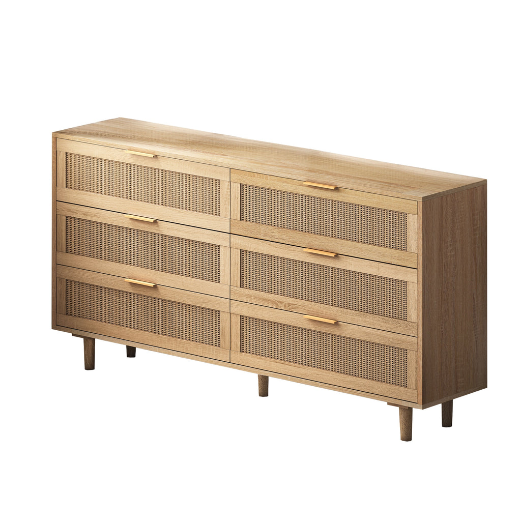 59.06'6-Drawers Rattan Storage Cabinet Rattan Drawer,for Bedroom,Living Room,Natural (Same SKU:W757121586)