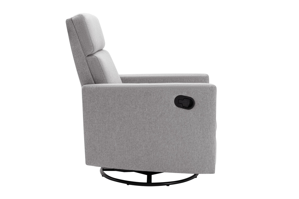 Modern Upholstered Rocker Nursery Chair Plush Seating Glider Swivel Recliner Chair, Gray Linen