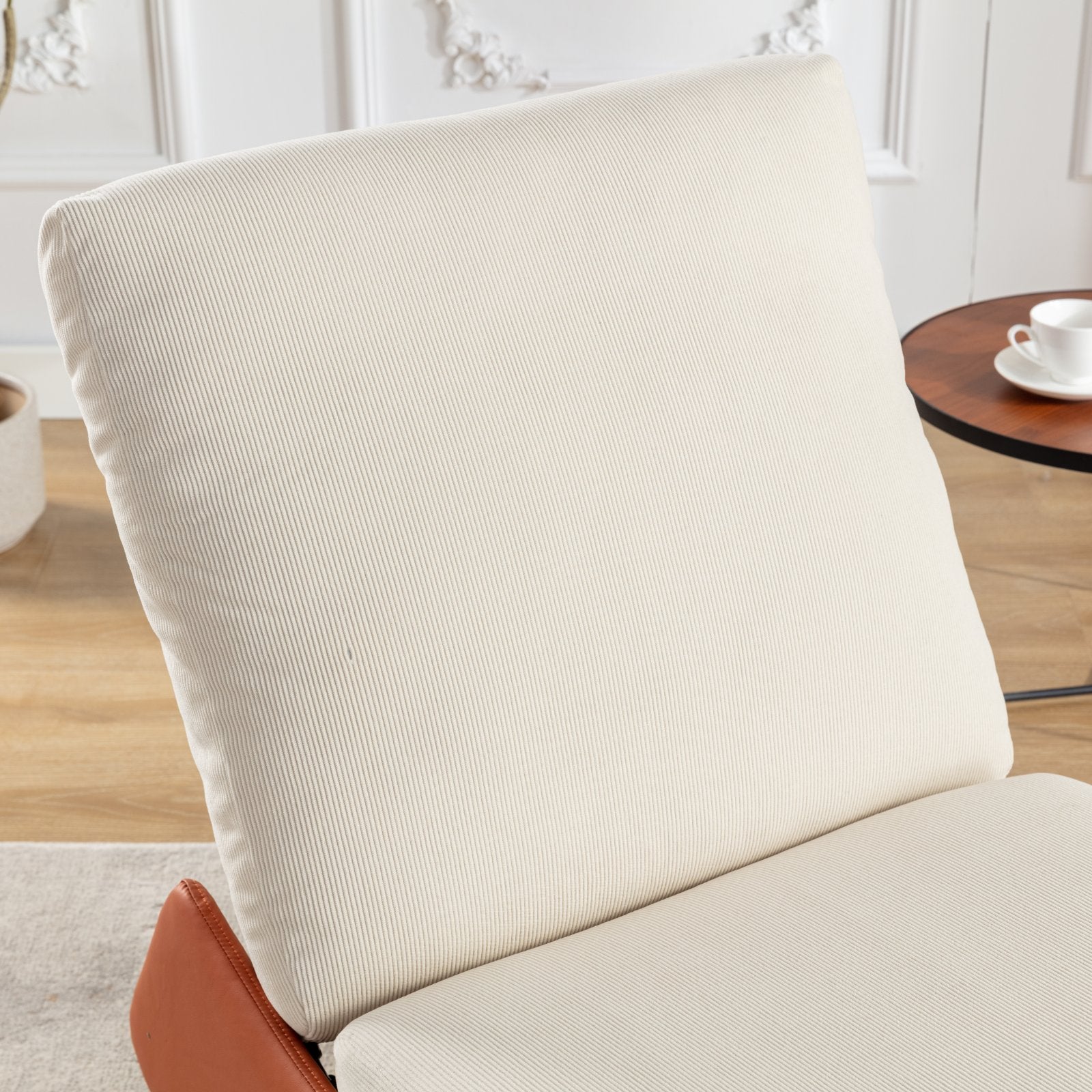 Modern Orange Upholstered Rocking Chair Recliner with Footrest and Adjustable Backrest