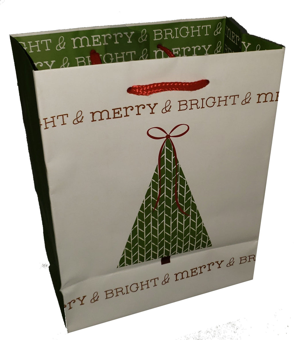 Traditional Medium Holiday Gift Bags - Candy Cane Bow