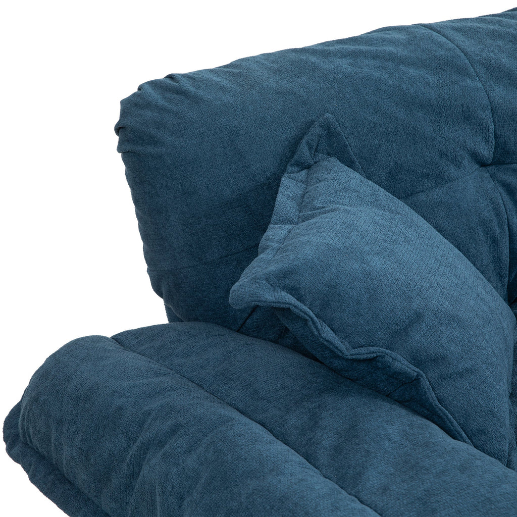 84' Chenille Sofa Small Sofa Loveseat Deep Seat Sofa Couch with 2 Throw Pillows & Memory Foam for Living Room Apartment Office Lounge-Blue