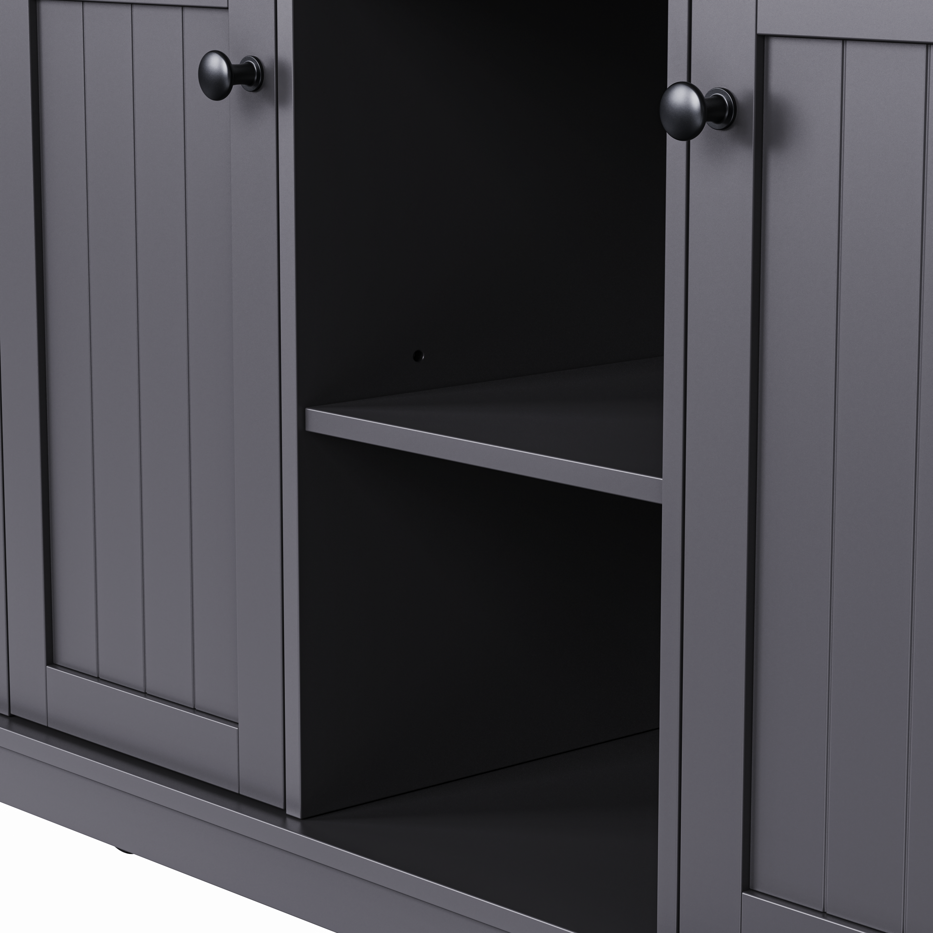 K&K 53inch Large Kitchen Island with 2 Bar Stools, Power Outlet,Door Internal Storage Rack, Kitchen Storage Cart on 5 Wheels with Drop Leaf, 5 Open Side Racks, 3 Drawers, for Kitchen,Dining Room,Black