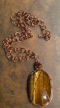 Yvng Gahd Copper Wire Wrapped Tigers Eye Necklace