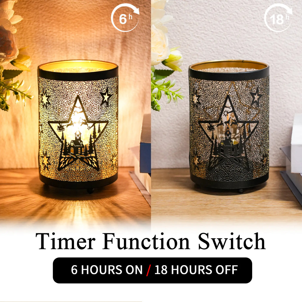 6.5" H Etched Metal Table Lamp Christmas Battery Operated Lamp