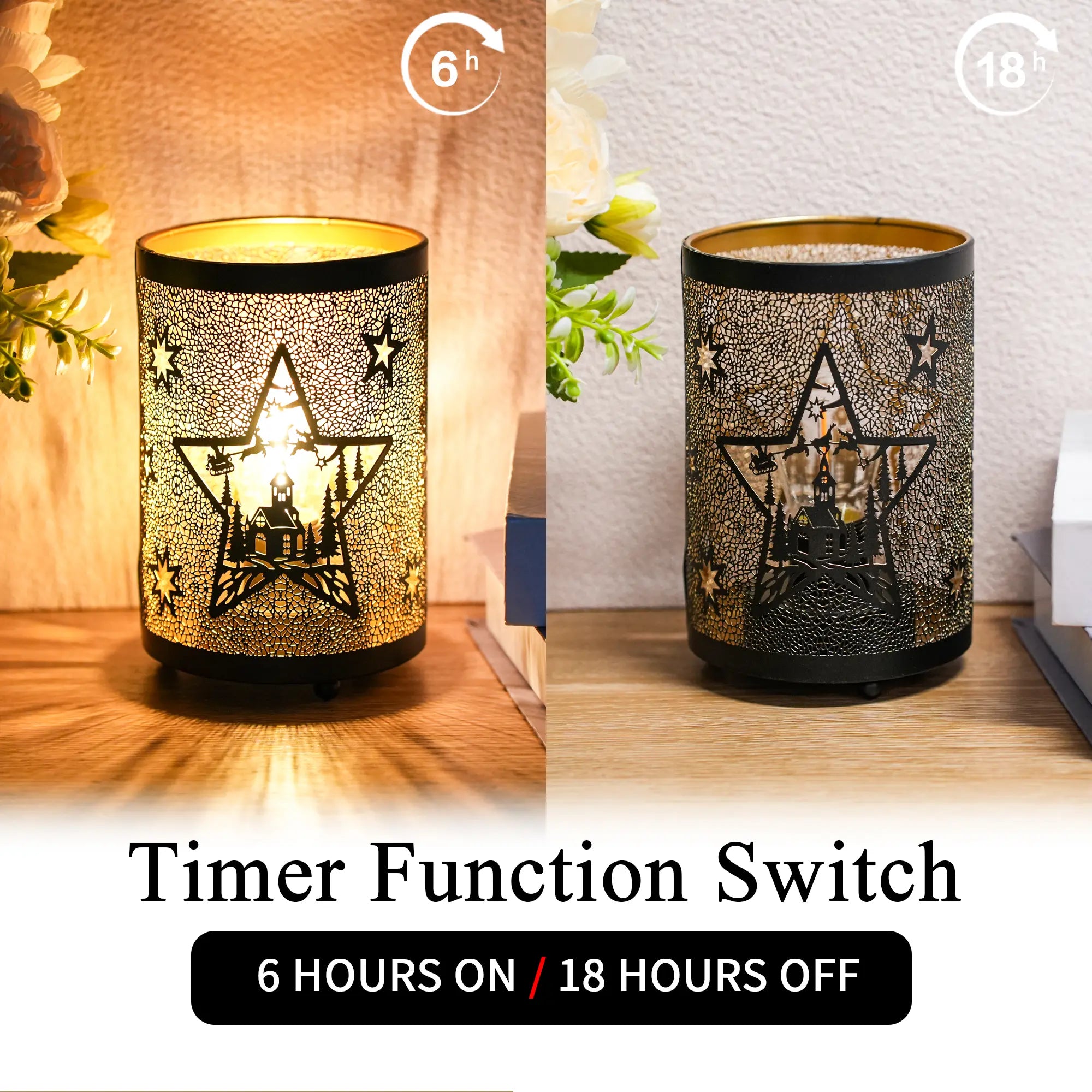 6.5" H Etched Metal Table Lamp Christmas Battery Operated Lamp